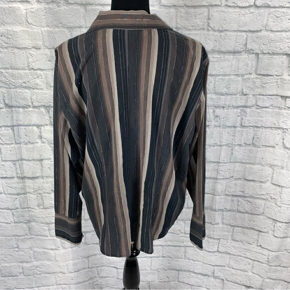 Quizz woman stretch hook front stripe Longsleeve blouse sz 20 women - Picture 13 of 13